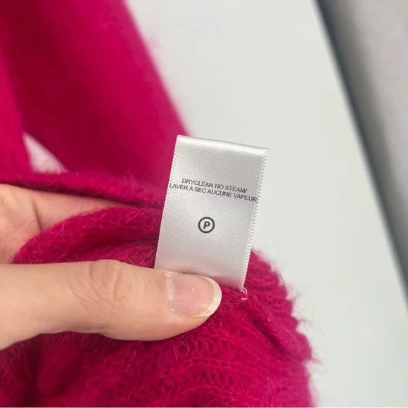 ALC Mohair Wool Blend Hot Pink Pullover Crew Neck Designer Knit Sweater XS - Picture 8 of 9